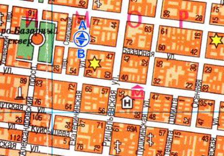 Citylight B in Odessa Ekaterininskaa st., 62 - Bazarnaa st. scheme