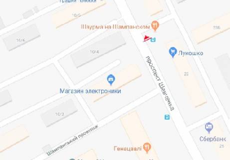 Citylight B in Odessa, 1.8x1.2  Sevcenka prosp.,23 - Sampans'kij prov. (zupinka) scheme