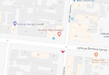 Citylight B in Odessa, 1.8x1.2  Kanatna st., 60 - V. Arnauts'ka st. scheme