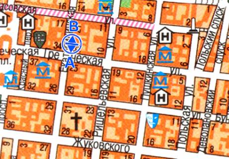 Citylight B in Odessa, 1.8x1.2  Katerinins'ka st., 23 scheme