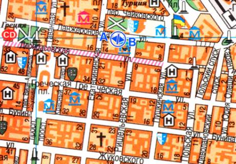 Citylight B in Odessa, 1.8x1.2  Lanzeronivs'ka st., 15 scheme