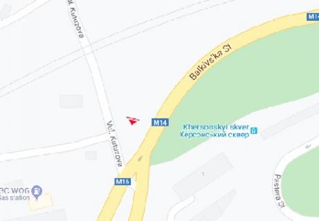 Billboard B in Odessa Balkovskaa st. - Izvestkovaa st. scheme
