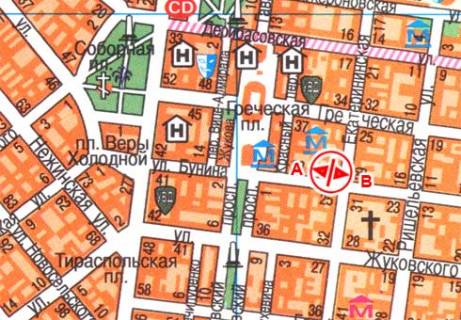 Citylight B in Odessa, 1.8x1.2  Bunina st., 26 scheme