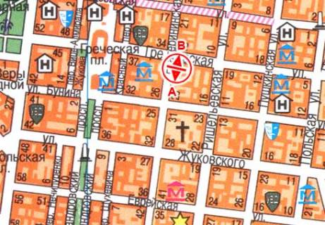 Citylight B in Odessa, 1.8x1.2  Katerinins'ka st., 25 scheme