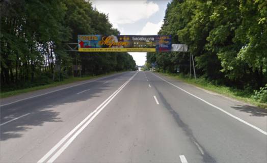 Facade Banners B in Lviv Arka vyezd s g.L'vov na g.Gorodok  (trassa M-11 L'vov - Seginy) vozmozen montaz posterov 18*3m. / 6*3m. (3 ploskosti) + AZS BRSM Photo 1