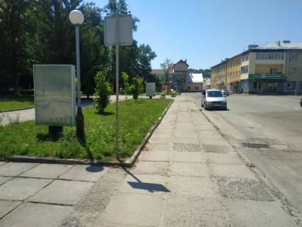 Citylight B in Mykolayiv (Lviv region), 1.8м.x1.2м.  m. Mikolaiv, st. L'vivs'ka/ pl. Rinok, pam. T.G. Sevcenku, Policia, Osadbank, Evromarket, Nas Kraj, Kopijocka ta in. Photo 1