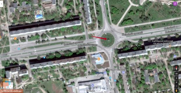 Billboard A in Zaporizhzhya, 3x6  175-3_st.Zadniprovs'ka av.Uvilejnij na kil'ci (nalivo ATB, napravo Sil'po, Komp vsesvit) scheme