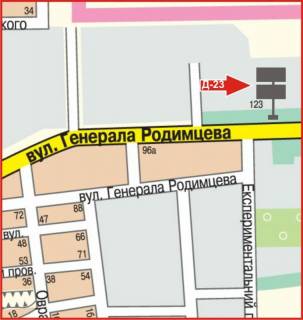 Billboard B in Kropyvnytskyi (Kirovograd), 3x6  st.Rodimceva, 123 * scheme