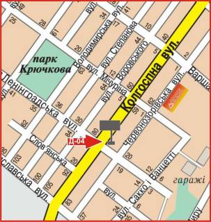 Billboard B in Kropyvnytskyi (Kirovograd) st. Kolgospna (st.Levits'kogo) scheme