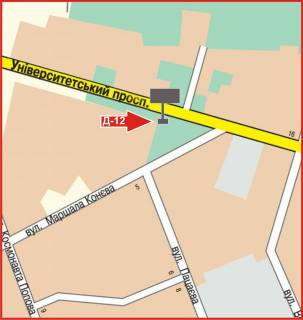 Billboard A in Kropyvnytskyi (Kirovograd) prosp.Universitets'kij scheme