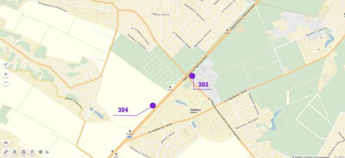 Billboard A in Chabani, 6 X 3 м  Odes'ka trasa 15 km. - Cabani scheme