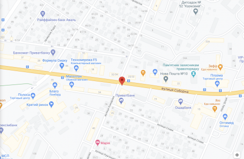 Billboard B in Kropyvnytskyi (Kirovograd) st. Komarovo / st. Soborna scheme