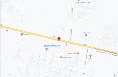 Billboard B in Kropyvnytskyi (Kirovograd) Universitets'kij prospekt, Fajno Market scheme