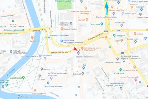 Video Billboard A in Kharkiv, 8,64х6,72  Pavlovskaa 6, torec , v centr (TC "Pavlovskij" naprotiv CUMa, vozle BTI) - 381815 scheme