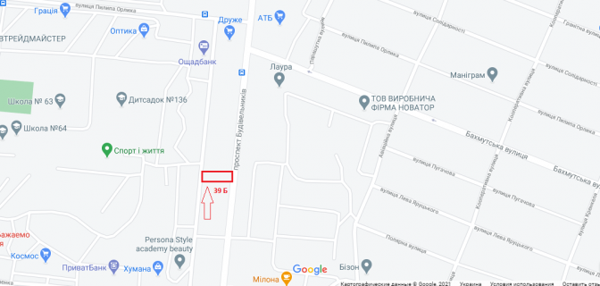 Billboard B in Mariupol, 3х6  av. Stroitelej 158 scheme