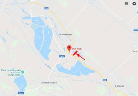 Billboard A in Dnipro trasi, 3x6  trasa Petrikivka - Lobojkivka, napram do m. Kam'ans'ke, pered AZS WOG scheme