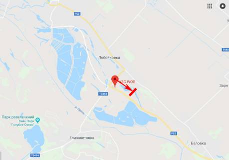 Billboard B in Dnipro trasi, 3x6  Balivka - Lobojkivka - Elizavetivka, napram do m. Dnipro (AZS WOG) scheme