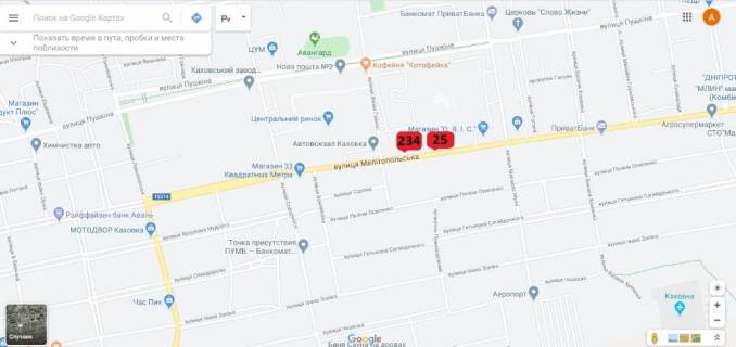 Billboard A in Kakhovka, 3х6  Melitopol's'ka (bud.No194)/Medtehnika_A scheme