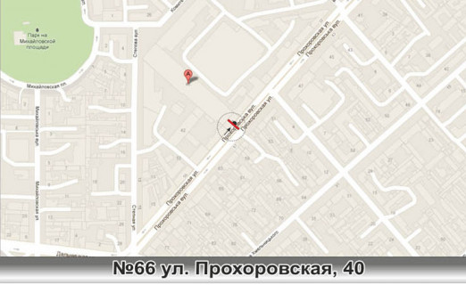 Billboard B in Odessa, 3х6  No66 st. Prohorovskaa,42 - v centr (Akkumservis, sup-t otdelocnyh m-lov, Bank Kipra) scheme