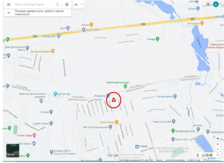 Billboard C in Petropavlivska Borshchagivka, 6х3 м  с. Петропавлівська Борщагівка, вул. Авіаторів / вул. Івана Багряного (вул. Пушкіна) scheme