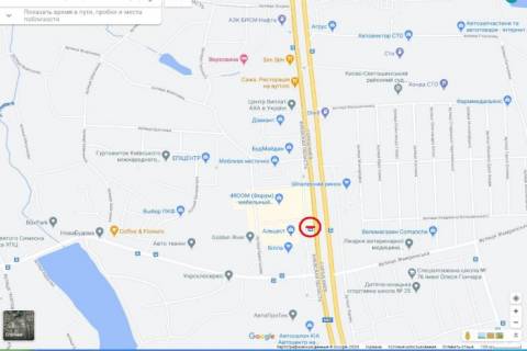 Billboard A in Petropavlivska Borshchagivka, 6х3 м  с. Петропавлівська Борщагівка, Велика Кільцева дорога (Петропавлівська 4, навпроти магазину "Альцест") scheme