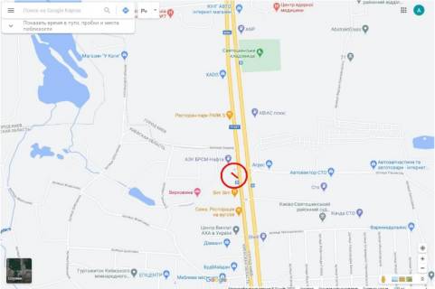 Billboard A in Petropavlivska Borshchagivka, 6х3 м  с. Петропавлівська Борщагівка, Велика Кільцева дорога, км 1+610 праворуч - №15 ("Янтарна") scheme