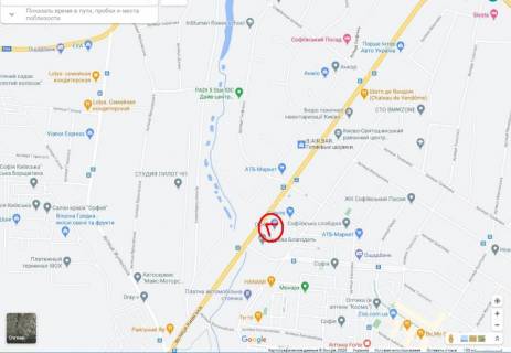Billboard A in Sofiivska Borshchagivka, 6х3 м  село Софіївська Борщагівка, вул. Київська 15-А, а/д Т-10-12 Київ-Боярка км 1+300 (ліво) – «вул. Київська - 15» scheme