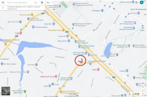 Billboard A in Sofiivska Borshchagivka, 6х3 м  с. Софіївська Борщагівка, вул. Київська, а/д Т-10-12 Київ-Боярка км 0+220 (право) scheme