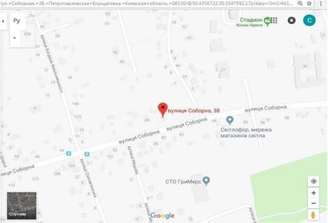 Billboard A in Petropavlivska Borshchagivka, 3x6  st. Soborna 38 scheme