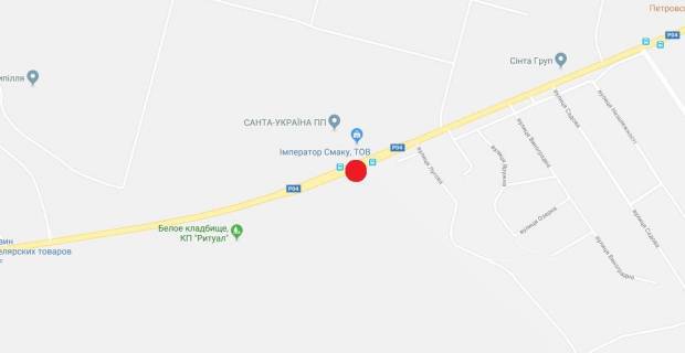 Billboard B in Svyatopetrivske, 3x6  st. Bilogorods'ka/st.Lugova, pered Santa Bremor, iz Kieva scheme