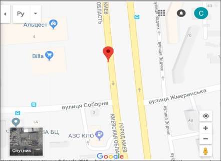 Billboard A in Kyiv, 3x6  Okruzna, Billa, povorot na Petropavlivs'ku Borsagivku, na Odes'ku pl. livij scheme