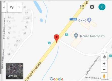 Billboard A in Sofiivska Borshchagivka, 3x6  st.Kiivs'ka, ZK Sofia, zupinka scheme