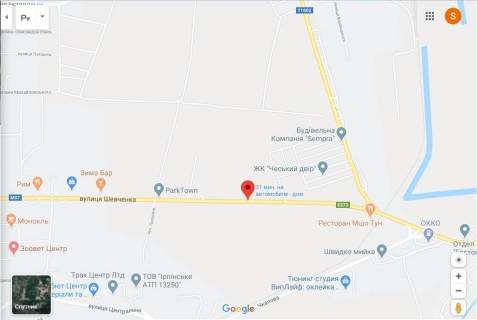 Billboard B in Bucha, 6x6,5  Varsavs'ka  trassa, viizd iz Buci v Kiiv, 150m do povorota na Irpin'. scheme