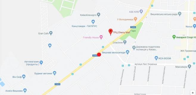 Billboard B in Vishnev, 3x6  st.Kievskaa, bila TRC Cerri Mol, iz Kieva scheme