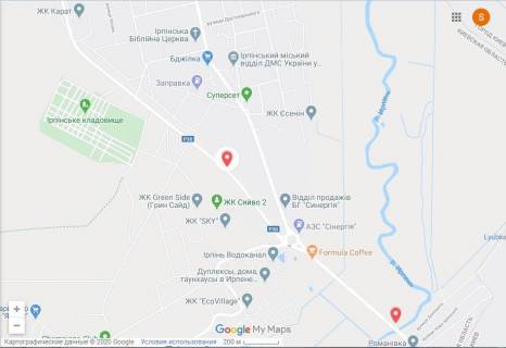 Billboard B in Irpin, 3х6  St. Universitetskaa, napravlenie na Novuu trassu scheme