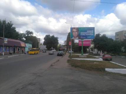 Billboard A in Malin, 3х6  st. Gagarina, 16, centr, Ukrsibbank, Osadbank, markety, avtostancia Photo 1