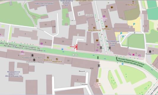 Video Billboard B in Zhytomyr, 2,8х4,8  st.B.Berdicevskaa, 15, centr, obladministracia, gorsovet, pesehodnaa zona, kafe, restorany - 382978 scheme