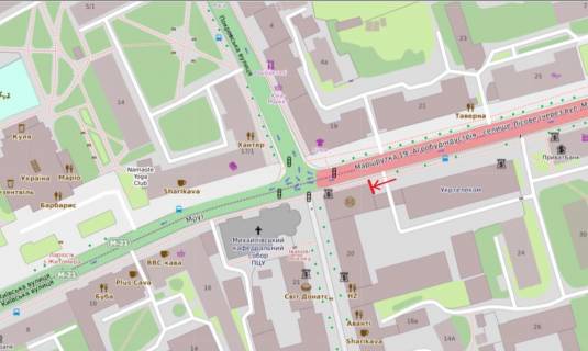 Video Billboard B in Zhytomyr, 2,8х4,8  st.Kievskaa, 20 - st.Mihajlovskaa, centr, "Ukrtelekom", pesehodnaa zona (kinoteatr, restorany, kafe), pravoslavnyj sobor - 382952 scheme