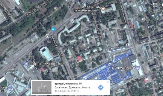 Billboard A in Slovyansk, 3x6  st. Central'na (avtovokzal) scheme