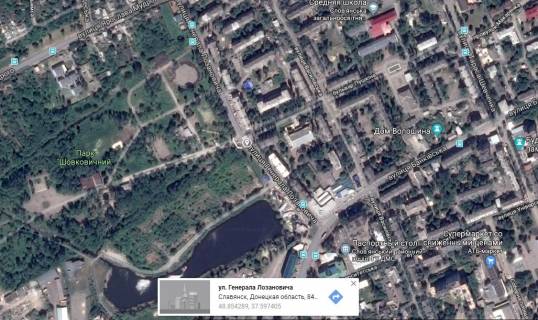 Billboard B in Slovyansk, 3х6  st. G. Lozanovica (vhid do central'nogo parku "Sovkovicnij") scheme