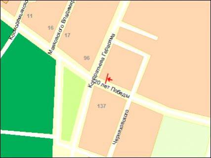 Billboard A in Sumi, 3х6  st.Kirova-st.20-let Pobedy scheme