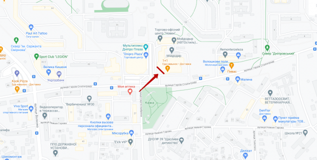 Video Billboard A in Cherkasy PRIPORTOVAA (GEROEV STALINGRADA) 22A Vozle TRC <<Dnipro Plaza>> - 376267 scheme
