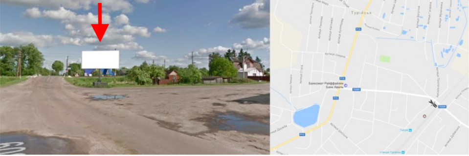 Billboard A in Turiysk, 3х6  smt. TURIJS'̱K 183 perehresta st.Luc'ka - st.Privokzal'na (pereizd) A st Photo 1