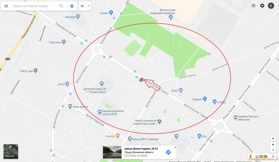 Billboard B in Lutsk, 3х6  st.Gordiuk, 35(poruc ofis telefonnoi kompanii "Fotakom") scheme