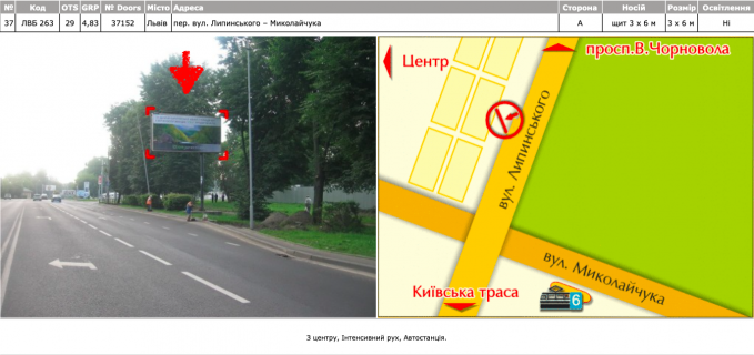 Billboard A in Lviv per. st. Lipins'kogo - Mikolajcuka Photo 1