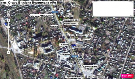 Billboard B in Stara Vizhivka, 3х6  centr, st. Nezaleznosti 54 mis'ka rada,skola, B st scheme