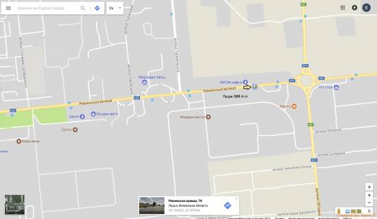 Billboard A in Lutsk, 3х6  st. Rivnens'ka - viizd z mista na Rivne scheme