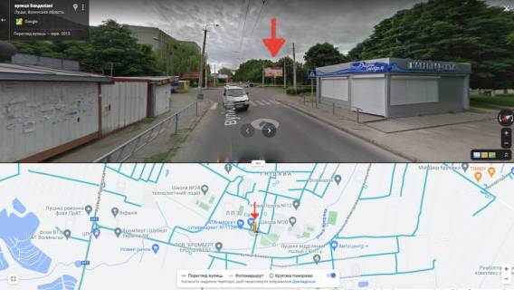 Billboard A in Lutsk, 3х6  Bul'var Druzbi Narodiv - st. Bendeliani (Perehresta bazarcik) scheme