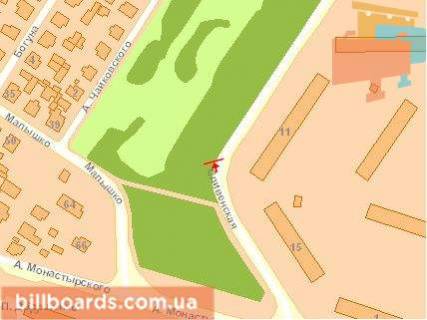 Billboard B in Ternopil, Щит 3x6  Slivens'ka st. / Lesi Ukrainki st., v centr scheme