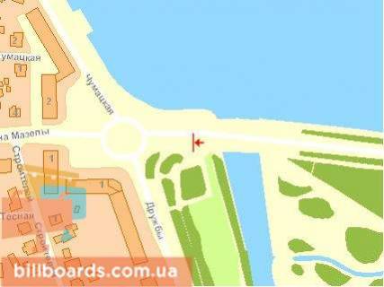 Billboard B in Ternopil, Щит 3x6  Get'mana Mazepi st. / Druzbi st., z centru scheme